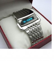 RoRoDox Blue LED Display Luxury Army military Wrist Watches (Silver) RX097W