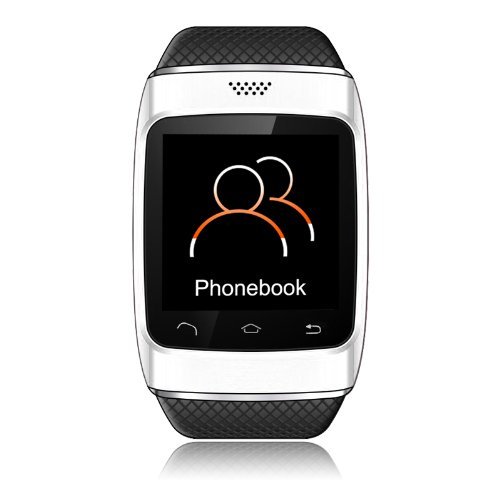 CNPGD® S12 Smart Sync Call SMS Bluetooth Watch Pedometer/Recording/Anti-Lost for iPhone 5S,5,4S,4 Android Samsung S5,S4,S3,S2,Note 3,Note 2(IOS System Can Use Partial Function) (Silver/Black)