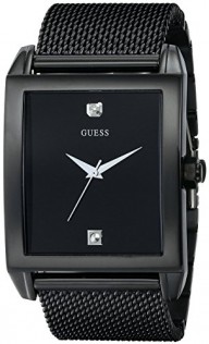 GUESS Men’s U0298G1 Diamond-Accented Black-Mesh Watch