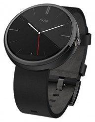 Motorola Mobility Moto 360 Androidwear Smartwatch for Android Devices 4.3 or Higher – Black Leather – 22mm