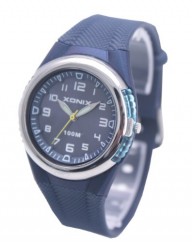 100m Water Resistant Waterproof Ladies’ Dark Blue Rubber Strap Analog Luxury Sport Watch RL-009