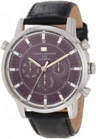 Tommy Hilfiger Men’s 1790875 Sport Luxury Multi-Function Grey Dial Black Croco Leather Watch