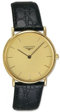 Longines Presence 18kt Gold Mens Strap Luxury Swiss Watch Quartz L4.802.6.32.2