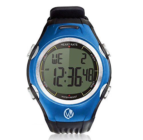 Heart Rate Monitor, Calorie Counter, Fitness Activity Tracker & Sport Watch with Exercise Timers, Alarm, EL Backlight, Chronograph and Stopwatch – Chest Belt with Elastic Band & Polyurethane Fabric Strap – Best Replacement Warranty | bodyWares [HRM Fit] (Ocean Blue)