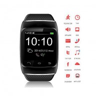 Flylinktech New S12 Bluetooth Smart Wristband Watch Phone with Pedometer/Recording/MMS/SMS/Alarm/Kcal for IOS Apple iPhone 5S,5,4S,4 Android Samsung S5,S4,S3,S2,Note 3,Note 2(IOS System Can Use Partial Function) (Black)