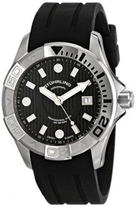 Stuhrling Original Men’s 718.02 Aquadiver Manta Ray Swiss Quartz Professional Diver Black Dial Watch