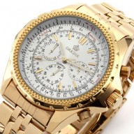 Mens gold watches Luxury Stainless Steel Chronograph Quartz Casual Analog Dress Wrist Watch