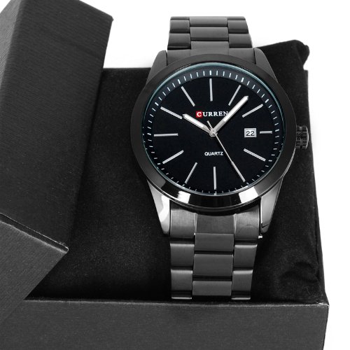 2014 Luxury New Fashion Curren Army Black Stainless Steel Date Sports Quartz Mens Wrist Watch