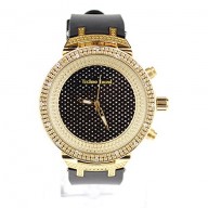Gold Black Mens Hip Hop Iced Out Luxury Baller Folding Clip Buckle Fashion Wrist Watch