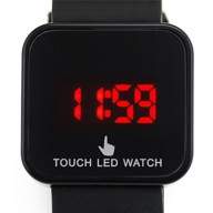 Fashion Boys Black Square Date Digital Touch Screen LED Mens Sports Wrist Watch