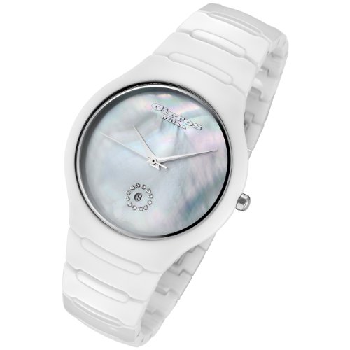 Cirros Milan Luxury Unisex White Ceramic Watch with Crystals