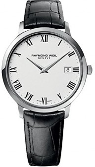 Raymond Weil Toccata White Dial Black Leather Strap Mens Watch 5588-STC-00300
