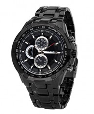 Fashion Black Stainless Steel Luxury Sport Analog Quartz Clock Mens Wrist Watch