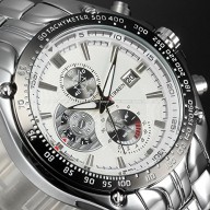EXCELVAN Curren Noble Silver Stainless Steel Luxury Analog Sport Quartz Watches Mens White Watches
