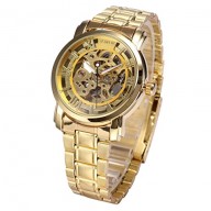 AMPM24 Luxury Skeleton Dial Automatic Gold Stainless Steel Mens Mechanical Wrist Watch PMW289