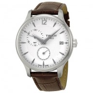 Tissot Tradition GMT White Dial Stainless Steel Brown Leather Mens Watch T0636391603700