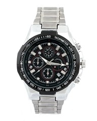 Men’s Stainless Steel Black Dial Chronograph Quartz Movement Watch Date Display