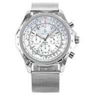 ORKINA Mens Luxury Chronograph Silver Stainless Steel Band Sport Wrist Watch ORK116