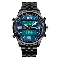 Readeel Watches Men Sport Casual Luxury Brand LED Clock Men Army Military Wristwatches Men Full Steel Digital Quartz Watch , Blue