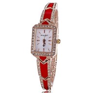 crystal diamonds watches luxury rose gold analog women bracelet watch hour ladies clock – Red