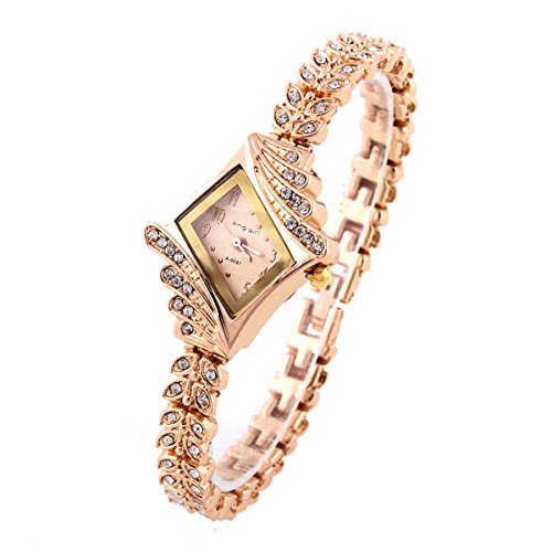 Women’s Rhinestone Quartz Luxury Wrist Bracelet Watches Rose Gold