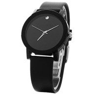 Masione SINOBI Fashion Men’s Leather Band Stainless Steel Quartz Watch Black (Men, Black)