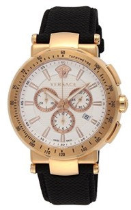 Versace Men’s VFG070013 “Mystique” Rose Gold Ion-Plated Watch with Leather Band