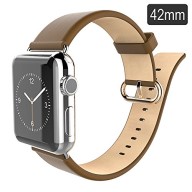 Apple Watch Strap, Oittm Genuine Leather Apple Watch Band with Adapter, Luxury Apple iWatch Wristband with Stainless Steel Buckle Replacement Strap for Apple Watch 42mm (Brown)