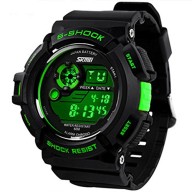 Sport Watches 30m Waterproof Multifunction Climbing Dive LCD Digital Watches Men’s Wristwatch Green
