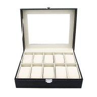 Watch Box – Large Luxury PU Leather Boxes for Men and Women – Beautiful Modern Design with Glass Top Organizing Watch Jewelry Case. Display and Organize Your Watches Now! This Case From Satellas Makes a Great Gift Idea for Watch Lovers