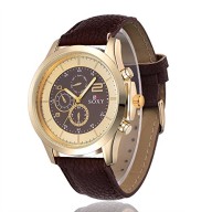 SOXY Brand Luxury Watches Men Business Dress Leather Strap Wristwatch Fashion Golden Case Quartz Watches Reloj Hombre-Brwon Color Style