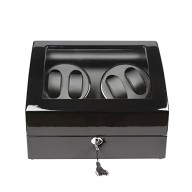 Luxury Black Automatic Dual Motor Watch Winder Display Box 4+6 Leather Storage