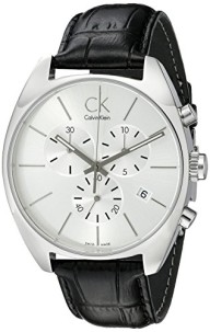 Calvin Klein Men’s K2F27120 Exchange Stainless Steel Watch with Black Leather Band
