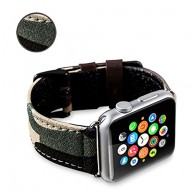 JUN-Q® Apple Watch Band,42mm Luxury Genuine Leather Wrist Strap Watchband Replacement With Metal Adapter for Apple Watch (Camouflag 42mm)