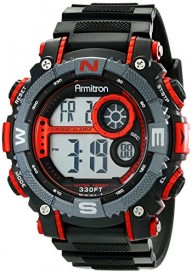 Armitron Sport Men’s 40/8284RED Large Metallic Red Accented Black Resin Strap Chronograph Digital Watch