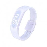 Bessky Unisex Rubber Blue LED Watch Date Sports Bracelet Digital Wrist Watch White