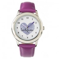 Cute Kid's watch with purple heart and girls name