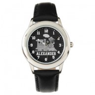 Kids boys name grey black train wrist watch