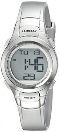 Armitron Sport Women’s 45/7012SIL Digital Chronograph Silver-Tone Resin Strap Watch