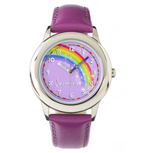Fun girls rainbow purple name wrist watch