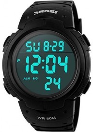 CakCity Military Men’s Sport Simple Design Digital LED Screen Large Numbers Black Waterproof Casual Watch