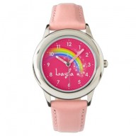 Fun girls rainbow red pink name wrist watch