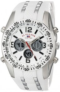 U.S. Polo Assn. Sport Men’s US9282 Silver-Tone Watch with White Silicone Band