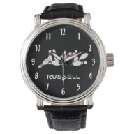 Personalized Sport Athlete Bowling Pins Wristwatch