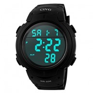 Men’s Sport Watch by CIVO Multifunctional Military Waterproof Simple Design Big Numbers Digital LED Screen Casual Watch with Microfiber Bonus
