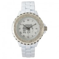 Aztec Tribal Elephant Black White Vintage Wood Wristwatch