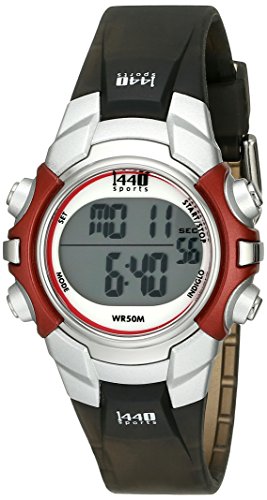Timex Unisex T5G841 1440 Sports Digital Silver-Tone/Black Resin Strap Watch