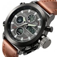Tamlee Fashion Leather Men’s Military Watches Multifunctional Digital Sport Wrist Watch