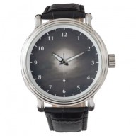 Men's Vintage Black Leather Strap Watch