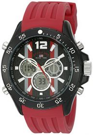 U.S. Polo Assn. Sport Men’s Quartz Metal and Rubber Casual Watch, Color:Red (Model: US9525)